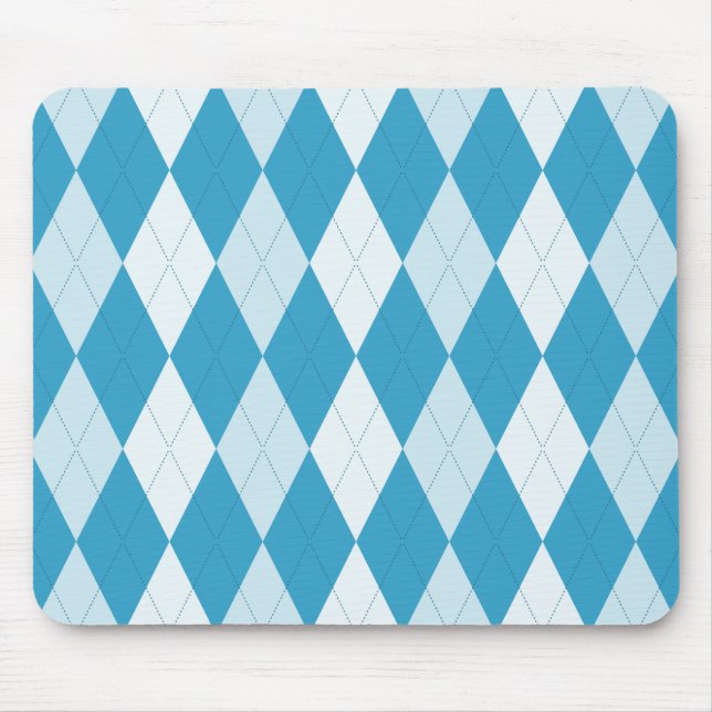 Peacock Blue Argyle Diamond Shape Mouse Pad (Front)