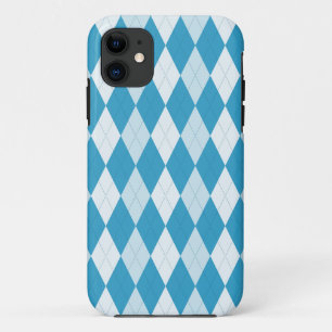 Peacock Blue Argyle Small Diamond Shape iPhone 11 Case