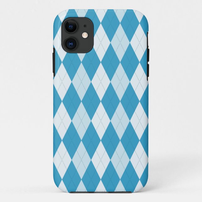 Peacock Blue Argyle Small Diamond Shape Case-Mate iPhone Case (Back)