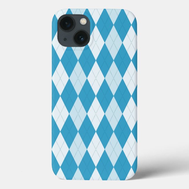 Peacock Blue Argyle Small Diamond Shape Case-Mate iPhone Case (Back)