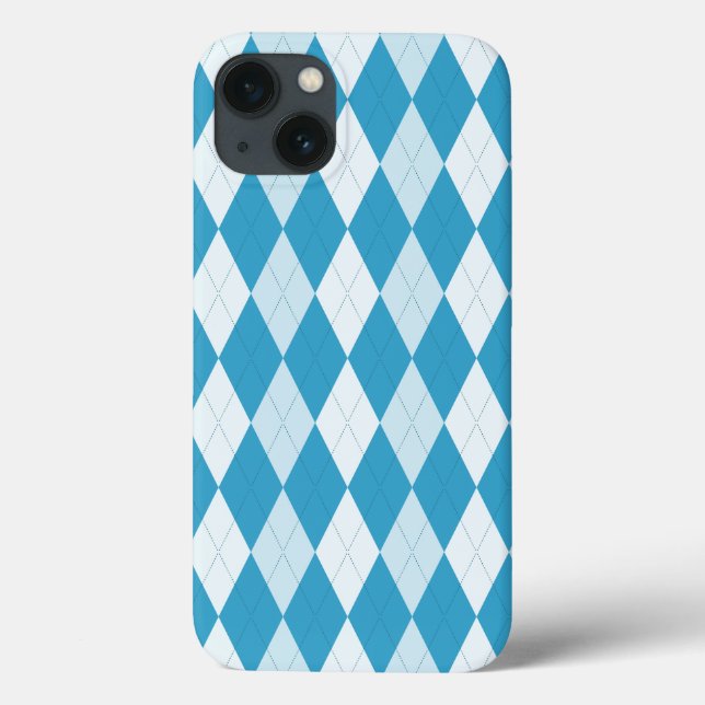 Peacock Blue Argyle Small Diamond Shape Case-Mate iPhone Case (Back)
