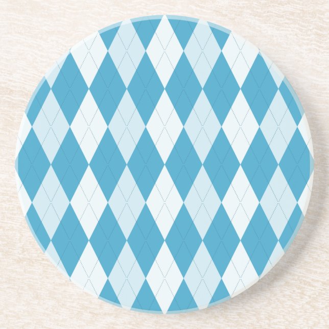 Peacock Blue Argyle Small Diamond Shape Coaster (Front)