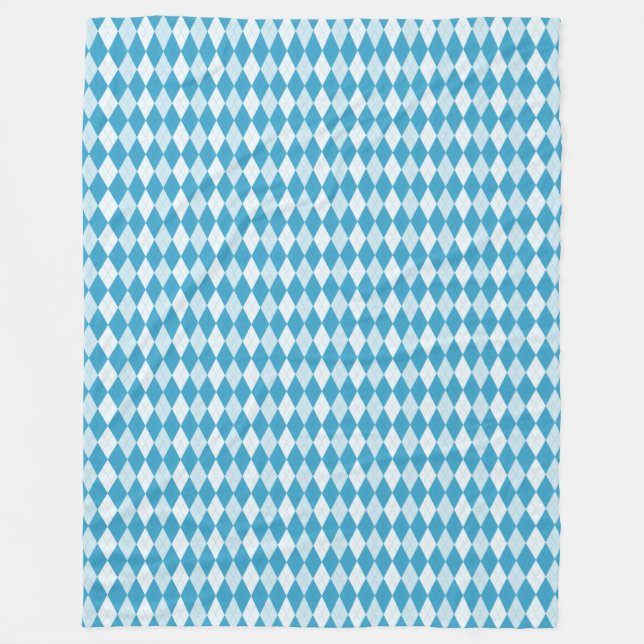 Peacock Blue Argyle Small Diamond Shape Fleece Blanket (Front)