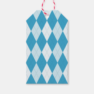 Peacock Blue Argyle Small Diamond Shape Gift Tags
