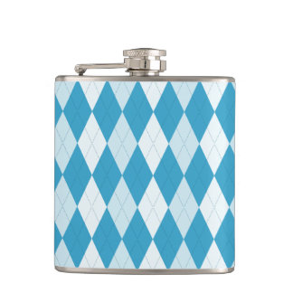 Peacock Blue Argyle Small Diamond Shape Hip Flask