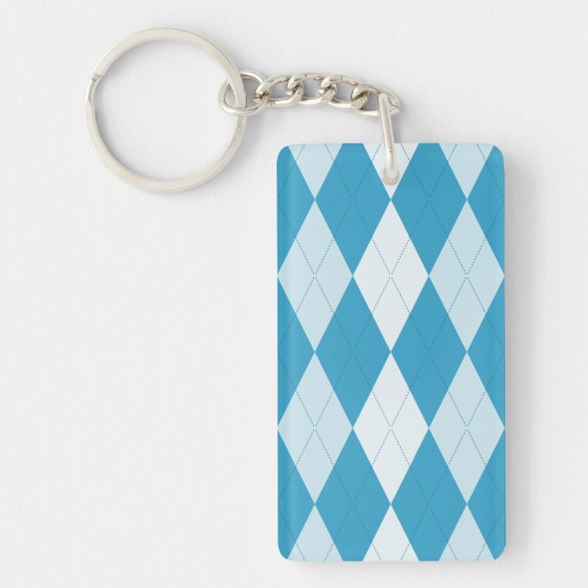 Peacock Blue Argyle Small Diamond Shape Key Ring (Front)