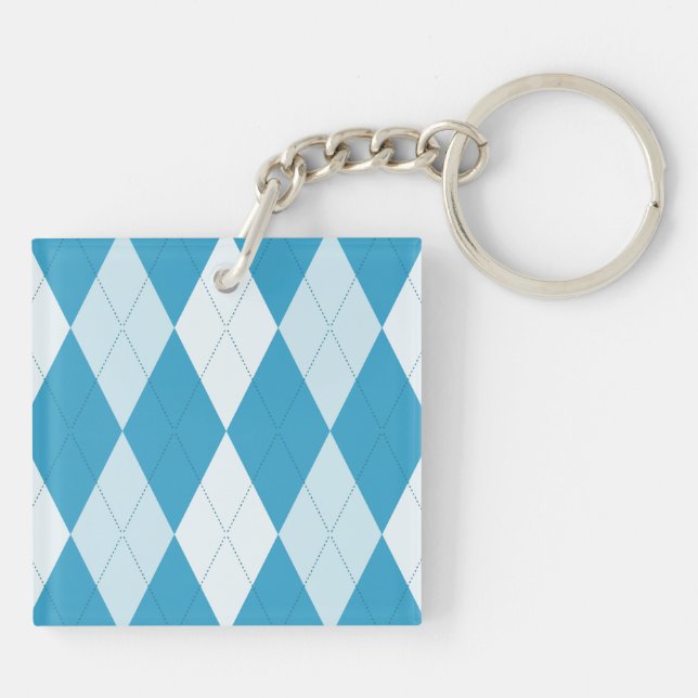 Peacock Blue Argyle Small Diamond Shape Key Ring (Back)