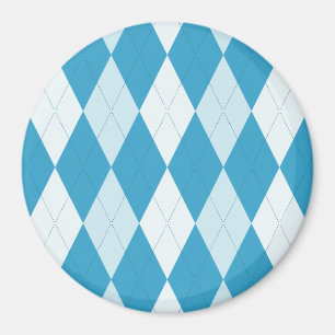 Peacock Blue Argyle Small Diamond Shape Magnet