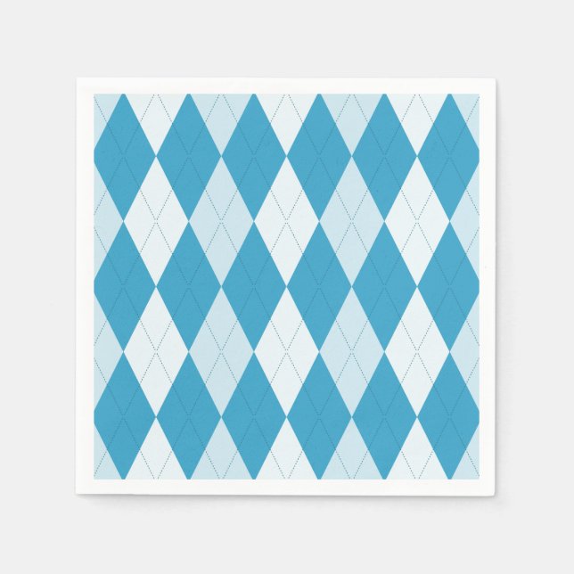 Peacock Blue Argyle Small Diamond Shape Napkin (Front)