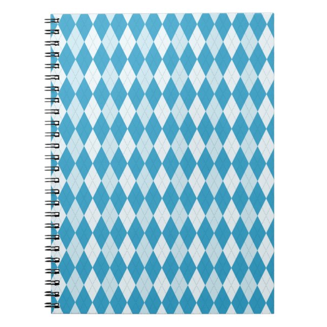 Peacock Blue Argyle Small Diamond Shape Notebook (Front)