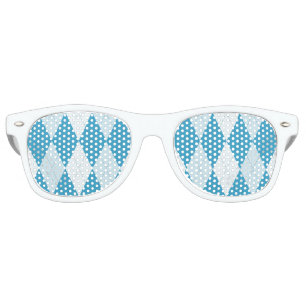 Peacock Blue Argyle Small Diamond Shape Retro Sunglasses