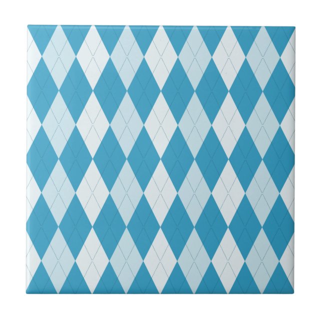 Peacock Blue Argyle Small Diamond Shape Tile (Front)