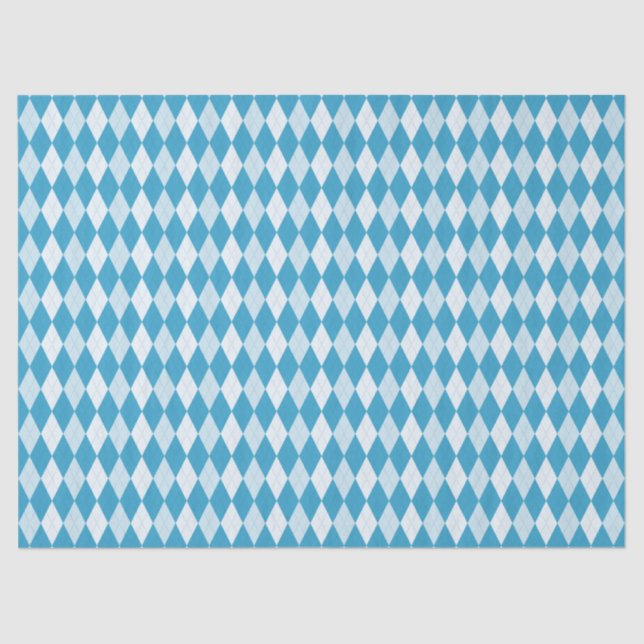 Peacock Blue Argyle Small Diamond Shape Tissue Paper (Front)