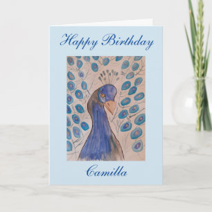 Peacock Blue Birthday Card