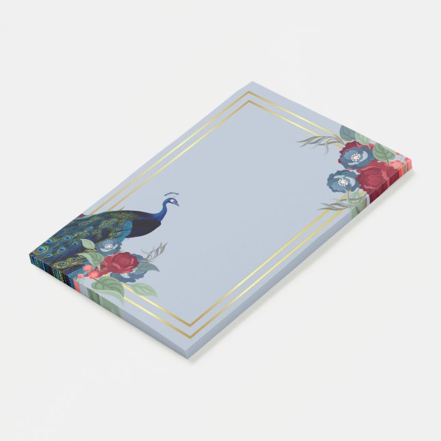 Peacock Blue Burgundy Winter Fall Wedding Post-it Notes (Angled)