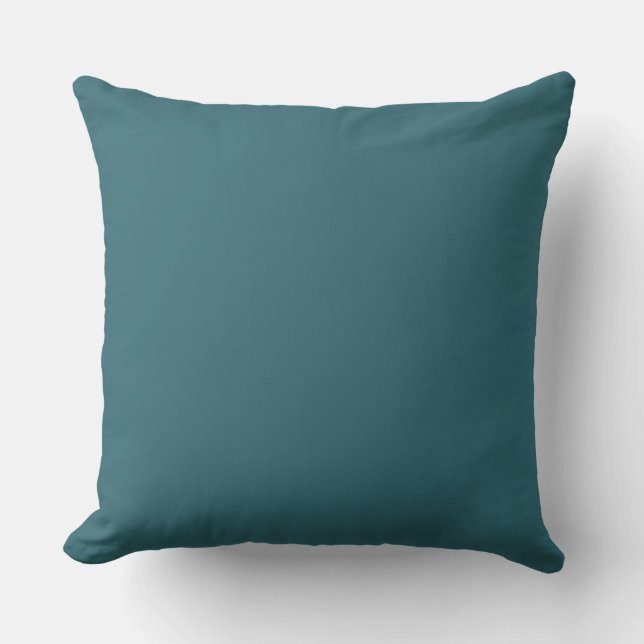 Peacock Blue (Dark Teal or Deep Aqua) Solid Colour Cushion (Front)