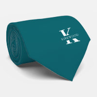 Peacock Blue | Elegant Monogram+Name | One-Sided