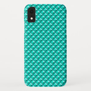 Peacock blue, enamel look, studded grid Case-Mate iPhone case
