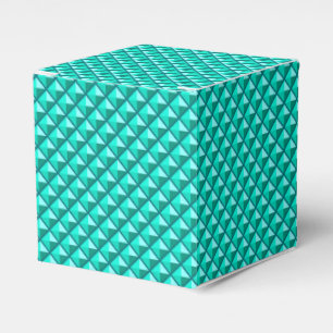 Peacock blue, enamel look, studded grid favour box