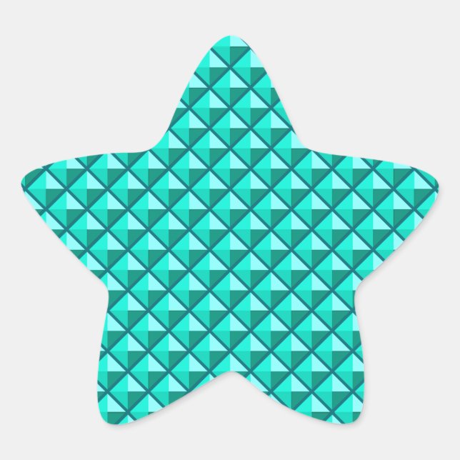 Peacock blue, enamel look, studded grid star sticker (Front)