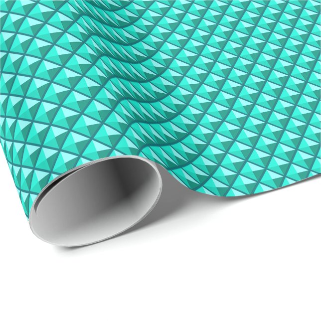 Peacock blue, enamel look, studded grid wrapping paper (Roll Corner)