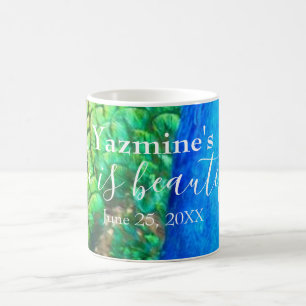 Peacock Blue Green Feather Texture Summer Vibes Coffee Mug