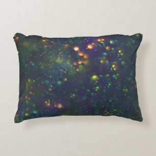 Peacock Blue Green Galactic Bokeh Glitter Decorative Cushion