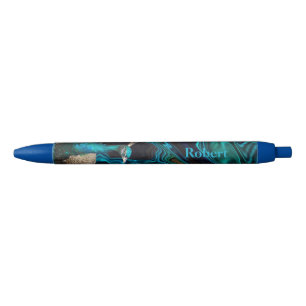 Peacock blue & green modern elegant custom name blue ink pen