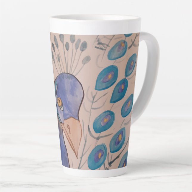 Peacock Blue Latte Mug (Right Angle)