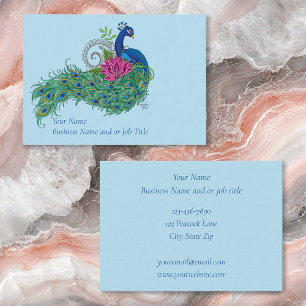 Peacock Blue Lotus Flower Henna Business Card