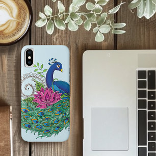 Peacock Blue Lotus Flower Henna Case-Mate iPhone Case