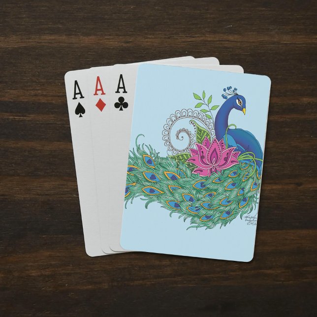 Peacock Blue Lotus Flower Henna Playing Cards (Creator Uploaded)