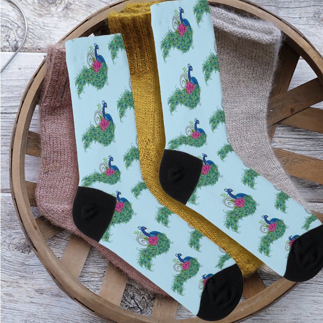 Peacock Blue Lotus Flower Henna Socks (Creator Uploaded)