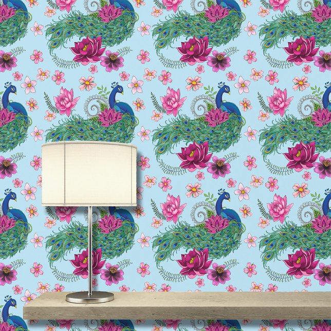 Peacock Blue Lotus Flower Henna Wallpaper (Creator Uploaded)