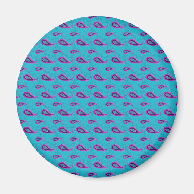 Peacock Blue Paisley Magnet (Front)