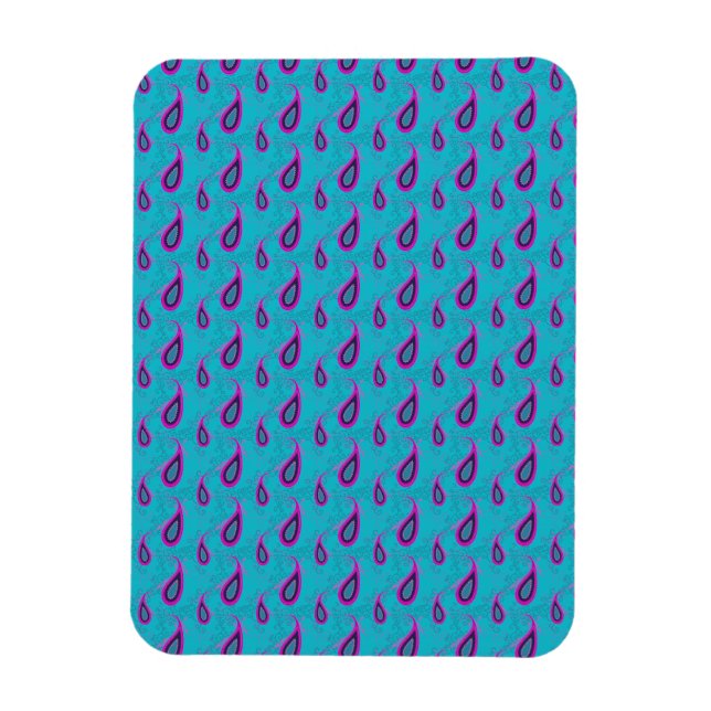 Peacock Blue Paisley Magnet (Vertical)