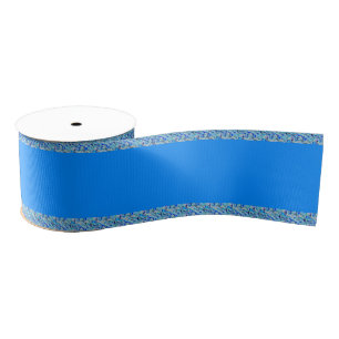 Peacock Blue Patterned Grosgrain Ribbon