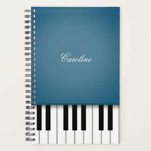 Peacock Blue Piano Keyboard Personalised Music Planner
