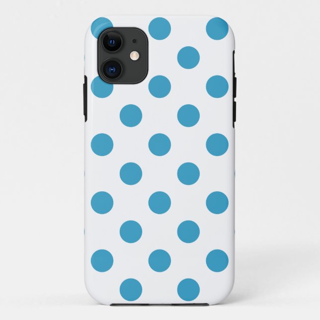Peacock Blue Polka Dots Circles Case-Mate iPhone Case (Back)