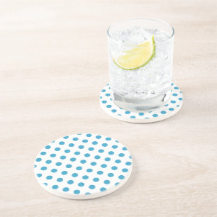 Peacock Blue Polka Dots Circles Coaster