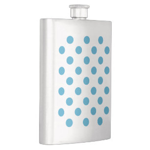 Peacock Blue Polka Dots Circles Hip Flask