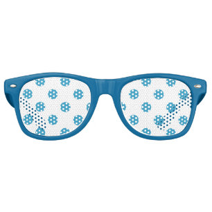 Peacock Blue Polka Dots Circles Retro Sunglasses