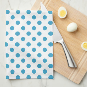 Peacock Blue Polka Dots Circles Tea Towel