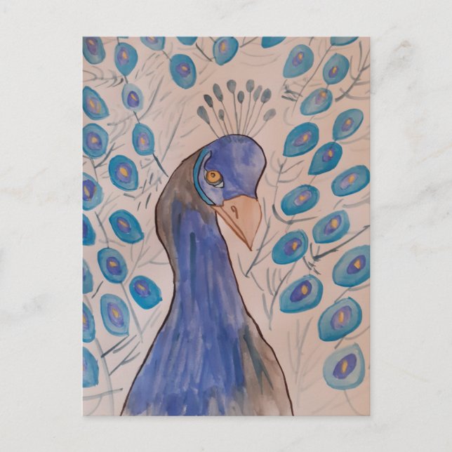 Peacock Blue Postcard (Front)
