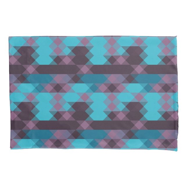 peacock blue, purple, topaz blue and thunder pillowcase (Front)