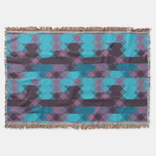 peacock blue, purple, topaz blue and thunder throw blanket