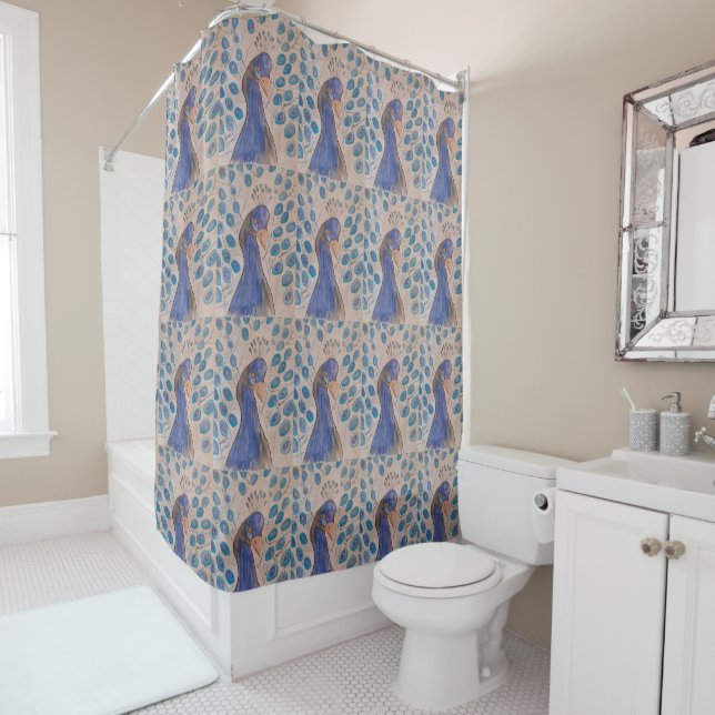 Peacock Blue Shower Curtain (In Situ)
