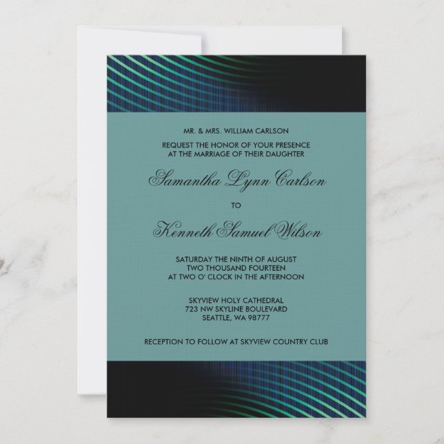 Peacock Blue Wedding Invitation (Front)