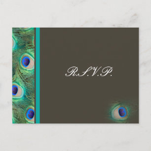 peacock blue Wedding rsvp card