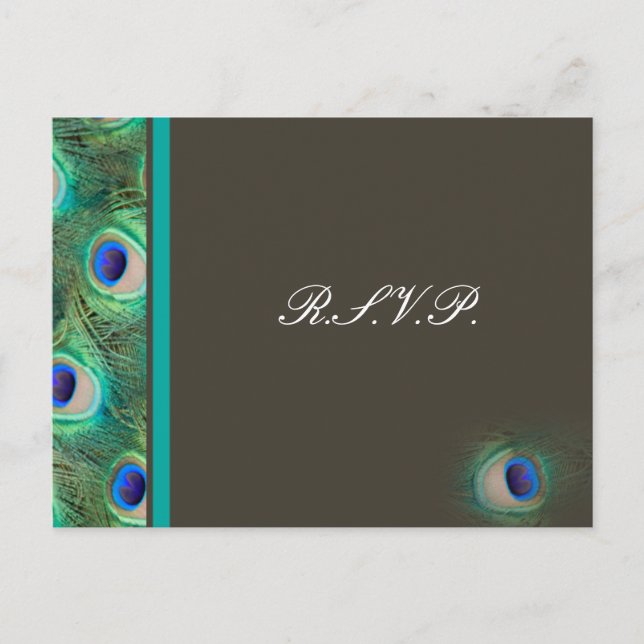 peacock blue  Wedding rsvp card (Front)